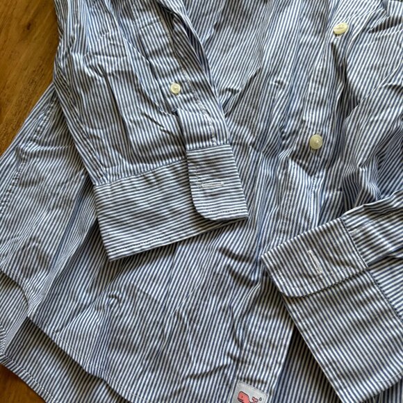 Vineyard Vines Long Sleeve Front Button Shirt Stripe Blue Women’s Size M - Picture 4 of 7